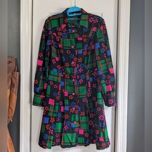 Vintage 60s 70s psychedelic flower power shirt dress